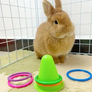 Rabbit Stress Relief Toy, Teeth Chewing Toy, Ring Throwing Game, Educational Rabbit Plaything, Battery-Free Ice Cream Bucket