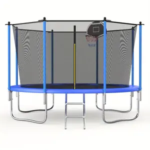 10FT 12FT 14FTTrampoline For Kids With Safety Net Enclosure Trampoline For Adults With Basketball Hoop, Outdoor Trampolines 300LBS To 450LBS Weight Capacity ASTM Approved Backyards Trampoline