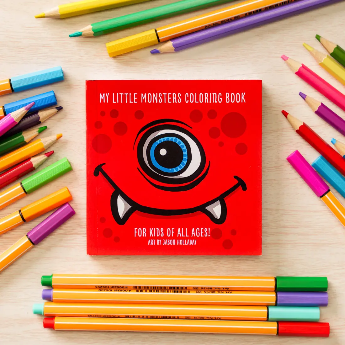My Little Monsters Coloring Book #1 - 4" x 4" Pocket-Sized Book with 50 Unique Monsters, Markers Approved, Heavyweight Paper Stock