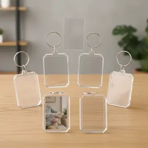 50 Pieces Photo Frame Keychain Acrylic High Definition Transparent, Metal Hanging Buckle, Family Life Photos, Parent-Child Photos, Pet Photos, Holiday Gift
