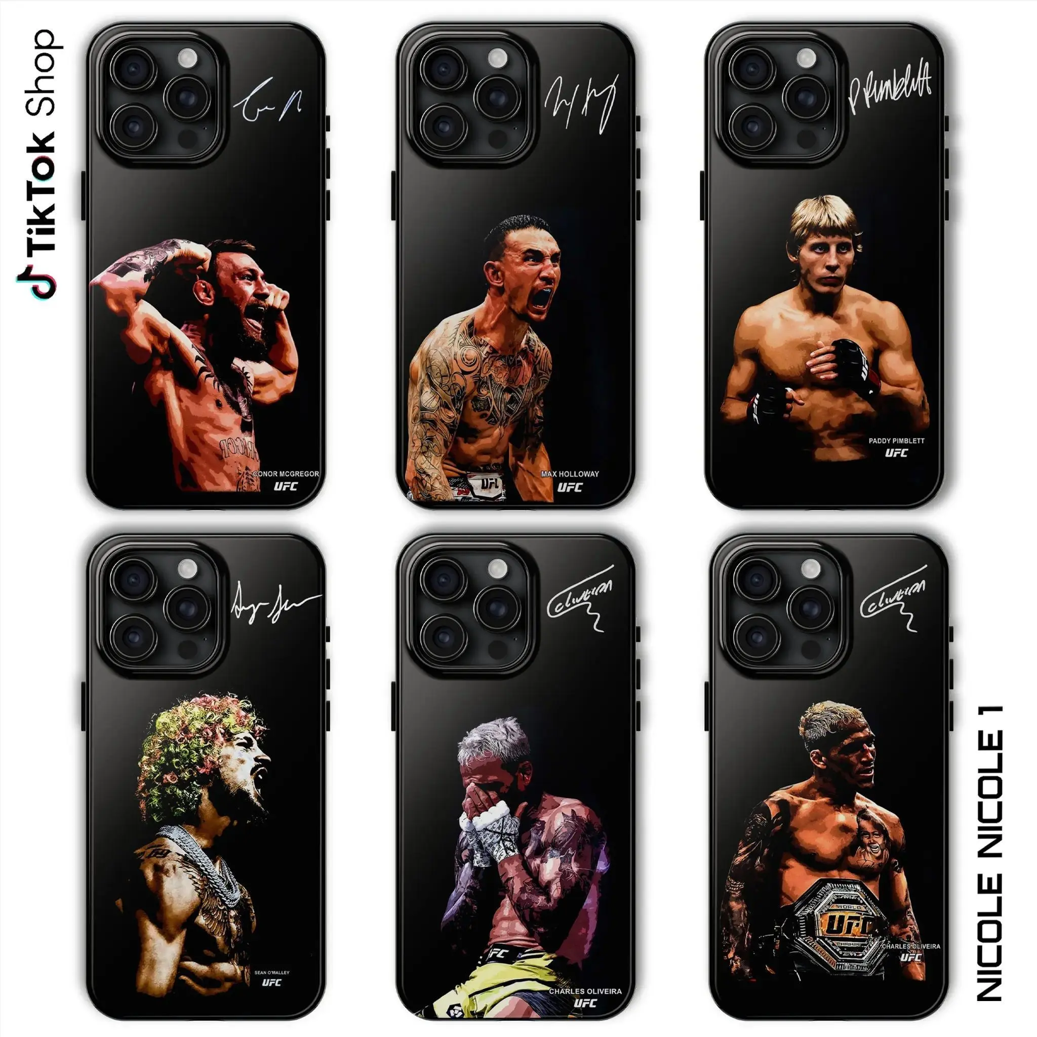 UFC Fighters Collection Signature Phone Case, The Championship Phone Cover, Suitable for iPhone 17-11 Pro Max/Plus and  Samsung Galaxy S23-25