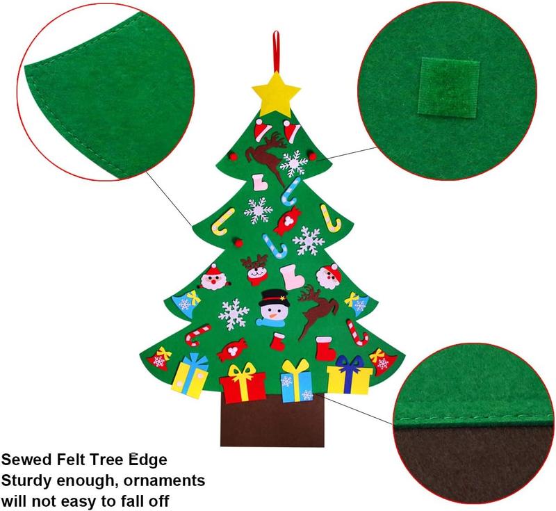 Felt Artificial Christmas Tree Set - Christmas Decorations 2025 with 26 Detachable Ornaments & LED Lights | DIY Wall Hanging Kit for Kids, Home Party Gift Felt Artificial Christmas Tree Set - Christmas Decorations 2025 with 26 Detachable Ornaments & LED Lights | DIY Wall Hanging Kit for Kids, Home Party Gift