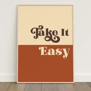 (No Frame) Take It Easy Print, Wall Art, 70's wall art,70's decor,70's art, retro print, retro decor, retro hippie art,70s home decor, retro poster