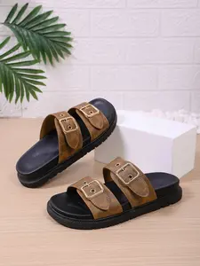 Women's Floral Pattern Dual Buckle Thick Sole Sandals, Vintage Luxury Adjustable Outdoor One-Piece Slippers, Versatile Anti-Slip Beach Shoes