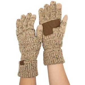 C.C Unisex Cable Knit Winter Warm Anti-Slip Touchscreen Texting Gloves - G800, Universal Fit, Touchscreen Compatible, Anti-Slip Design
