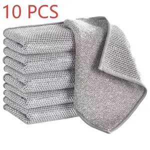 10 Pack Wire Dishwashing Rag Heavy-Duty Steel Mesh Scrubber Abrasive-Free Cleaning Cloth for Pots Pans & Kitchen Utensils Safe for Your Kitchenware