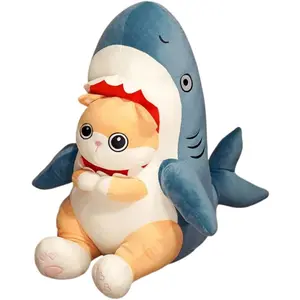 Big Stuffed Animal Cat Shark 27.5in, Large Shark Plush Toy Cute Plushies, Super Soft Plush Pillow, Kawaii Plush Pillow Funny Softest Birthday Gift
