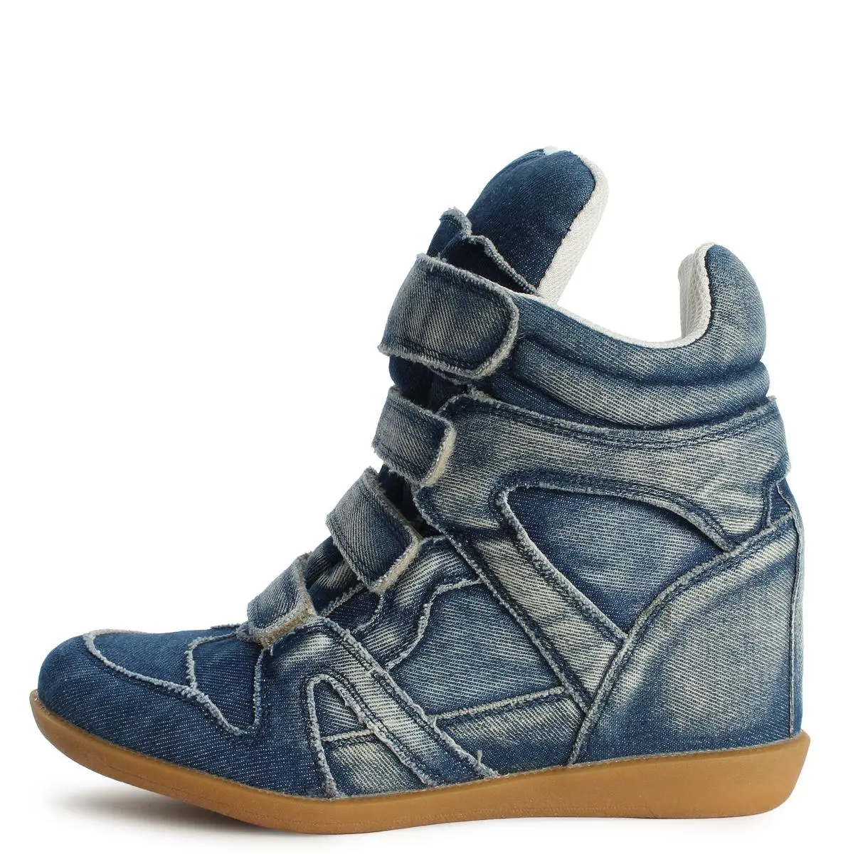 Women's Wedge Heel Round-Toe Casual Sneakers for Women, Denim All-Seasons Everyday Wear Footwear