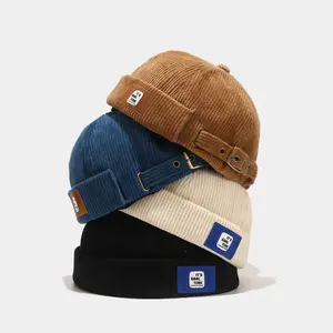 2026 Faringoto Corduroy Hat Docker Cap Brimless Adjustable Snapback Premium Snapback Green Berets Beanie Graduation Cap Headband Cowboy Hats for Men