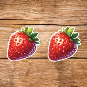 Strawberry Stickers - 2 Pack, 3.5in, Waterproof, Glossy Finish Vinyl, Unique Design for Decor & Personalization - Perfect for DIY Projects & Gifts