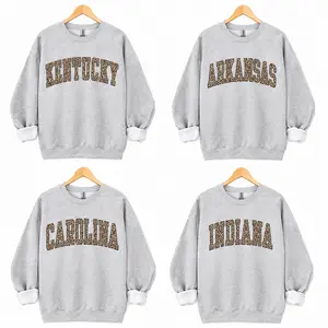 Leopard Camo State College Sweatshirt – Sport Grey, Custom Your Team, State College Varsity Name, Gift for Fans, Womenswear & Menswear