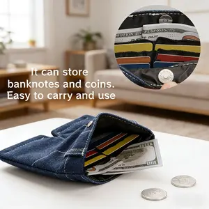New Creative Denim Wallet, Foldable Coin Purse Card Holder, Compact Size, Convenient Carry-Out Card Case, Stylish and Practical Design