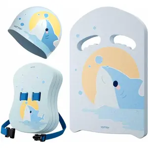 YOTTOY Kids Swim Belt Set, 3-Layer Adjustable Floating Swim Trainer for Children, Back Float for Swimming Beginners, Includes Kickboard & Swim Cap2026