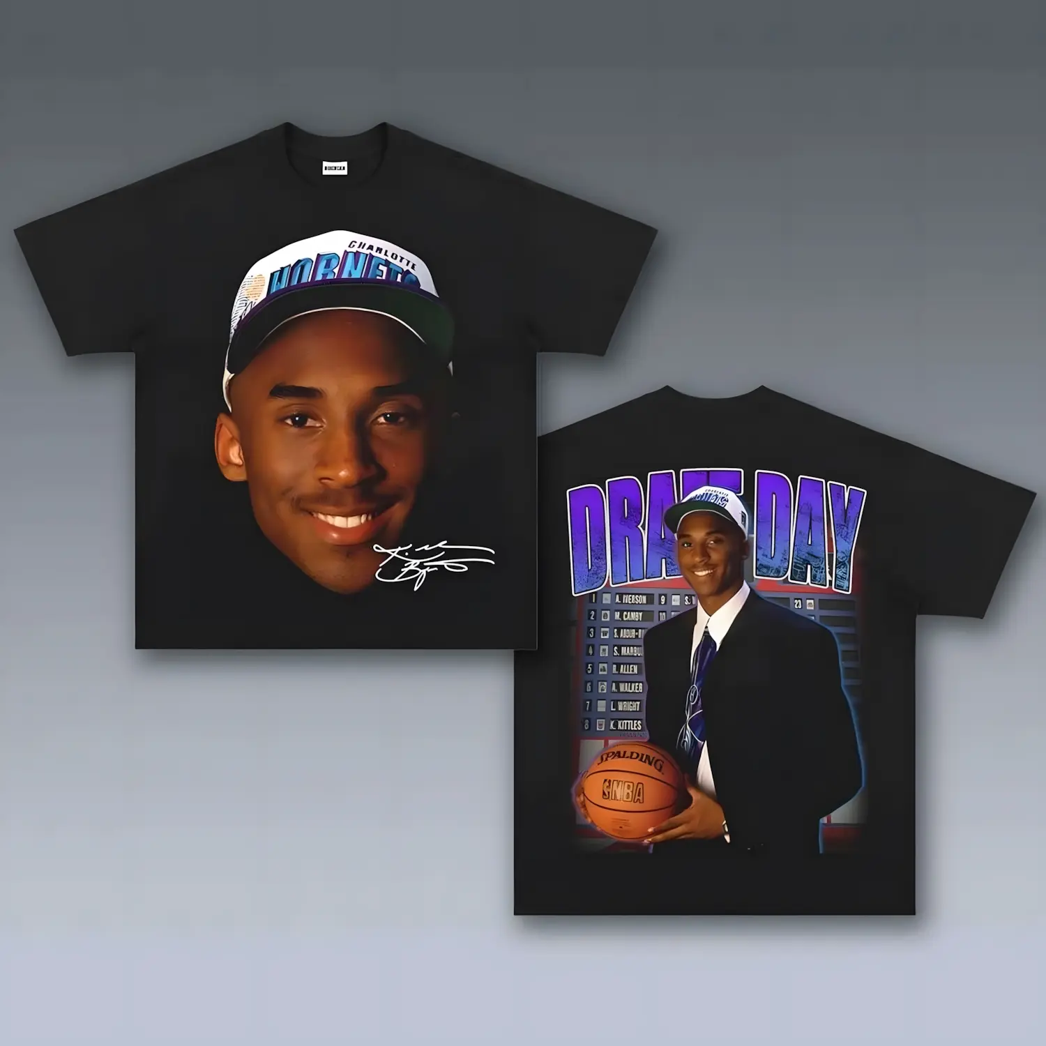 Men Top 1PC Vintage Kobe BryantA Draft Day Basketball Graphic Men's Tshirt Casual Cotton Loose Summer Crewneck Short Sleeve Tee Shirts