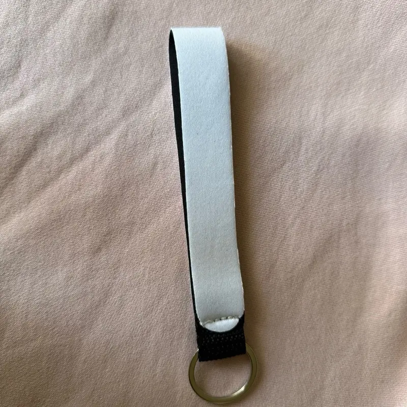 Sublimation Key Chain - White Fabric with Black Trim and Gold Ring for Easy Attachment