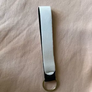 Sublimation Key Chain - White Fabric with Black Trim and Gold Ring for Easy Attachment