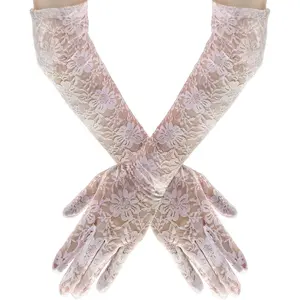 White Lace Gloves Women - Halloween Princess Costume Accessories, Elegant Floral Long Lace Gloves, 1920s Bridal Wedding Engagement Tea Party, Cosplay & Masquerade