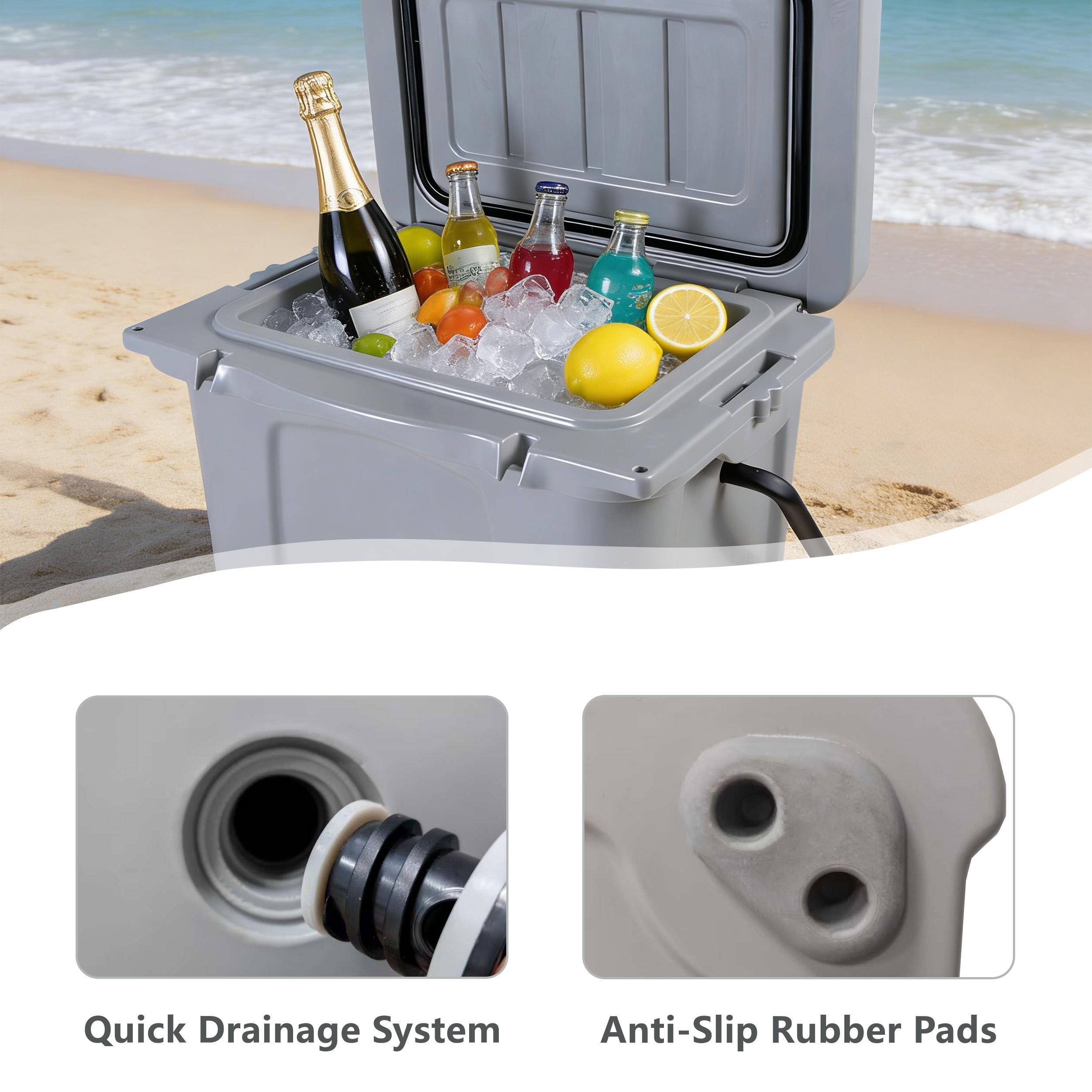 Dufominc 25QT Volume Sturdy Rotational Mold Insulated Hard Cooler with Ergo Handle, Large Size, Bottle Opener, Cup Holder, Forming Ruler, 5-7 Day Ice Retention for Camping, Beach, Travel