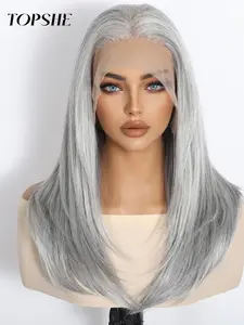 Topshe 13x6 Handmade Lace Frontal Wig, 20 Inch Synthetic Fiber, Daily Wear, Party, Fashionable Lightweight Comfort, All Seasons, No Bangs, Lace Front Wigs