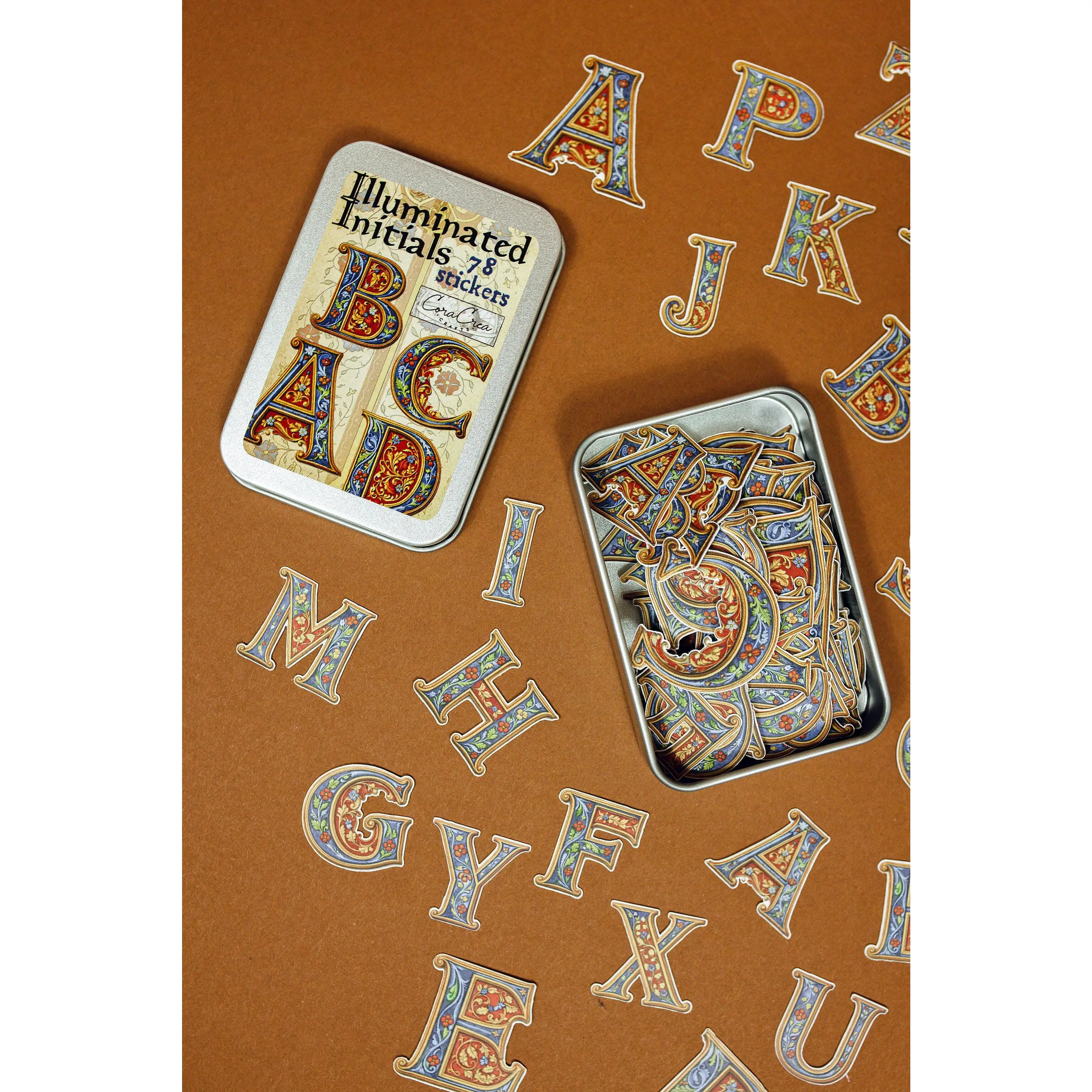Illuminated Initials Sticker Tin Box
