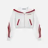 Aelfric Eden Unisex Fit Ribbed Striped Boxy Cropped Zip-Up Hoodie - Sailor Collar, Contrast Stripe Sleeves, Stretch Knit Fabric (60% Cotton 40% Polyester), Ribbed Cuffs & Hem, Everyday Casual Streetwear Top (Father's Day Gifts)
