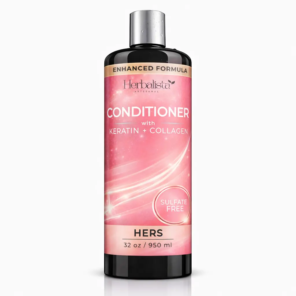 Herbalista Women's Keratin & Collagen Hair Conditioner (32oz/950ML) - Rose Petals + Mint Aroma, Alcohol-Free, Oil-Free, Silky, Hydrating Moisturizer, Volumizing Haircare for Softer, Fuller Hair with Freshness, Liquid, Everyday Use, Deep Conditioner