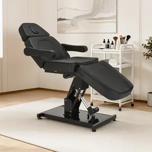 BarberPub Powered Facial Bed with 3 Actuator Adjustments, Fully Adjustable Esthetician Chair, Hydraulic Tattoo Chair with Thick Cushion for Spa & Beauty 2782