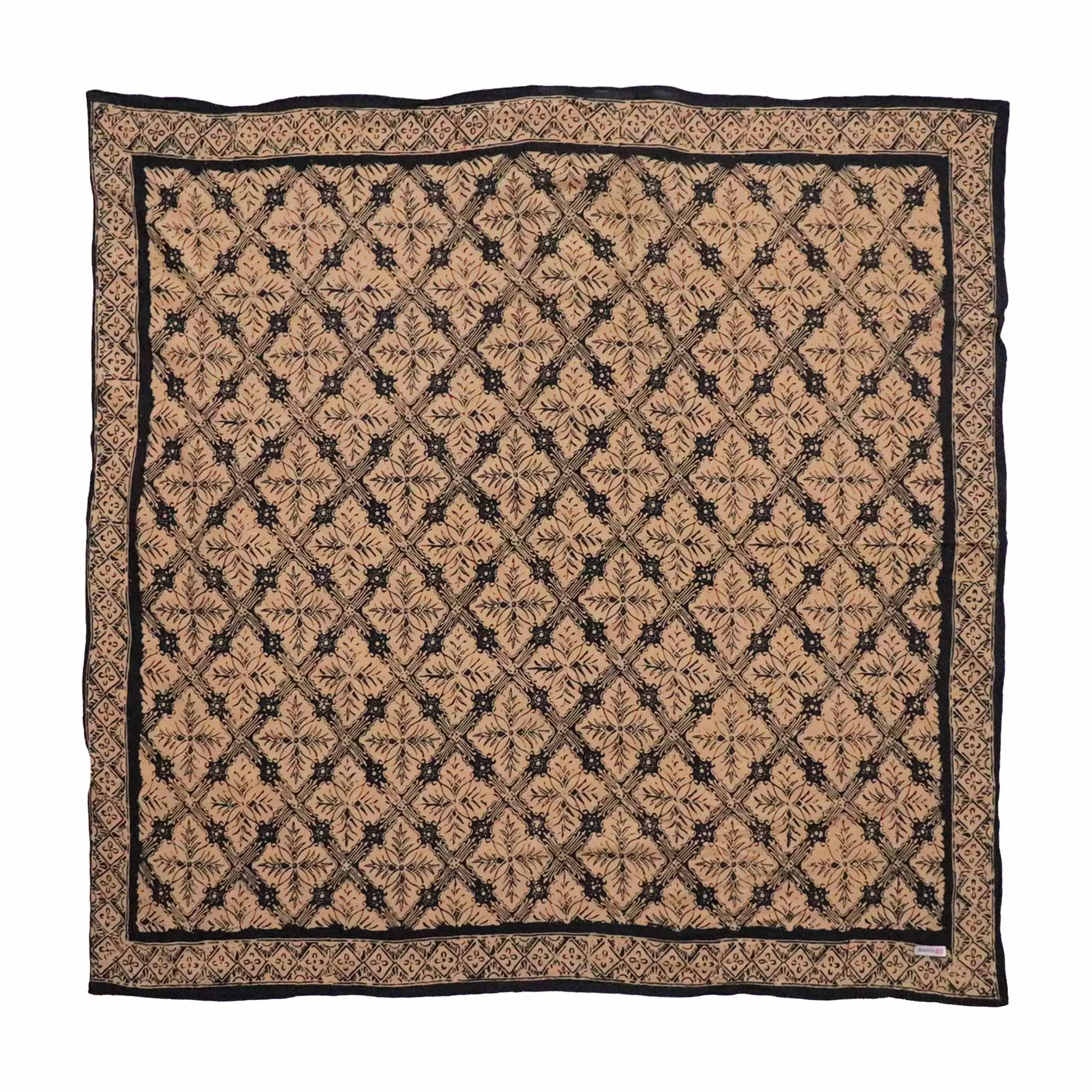 Large 39", Hand Dyed Batik Bandana, Harvest, Brown Black, Oversized, XL