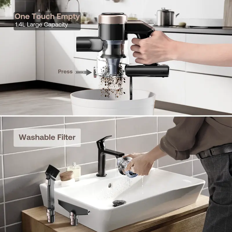 Homeika Cordless Vacuum Cleaner-H318, 300W 23KPa Lightweight Stick Vacuum with 48mins Runtime Battery, 3 Suction, LED Display, Powerful Vacuum Cleaner with Sofa Brush for Hard Floor/Carpet/Pet Hair/Car 4