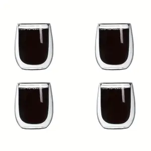 6 Italian espresso cups, borosilicate glass cups, double-layer insulated cups, heat-resistant glass cups, with a capacity of 40 oz, suitable for home and office use.