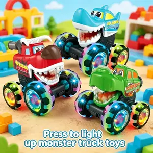 Press & Light Up Monster Truck Toy, Big Foot Off-Road Stunt Car, Push Activated Flashing Light Vehicle, Fun Interactive Play Car for Kids, Perfect for Playtime & Hobby Collection, Durable Outdoor Indoor Play Toy