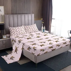 Leopard Print Bed Sheets Set Cheetah Print Print Deep Pocket Fitted Sheet Pink Bedding Sets Animal Soft Bed Set