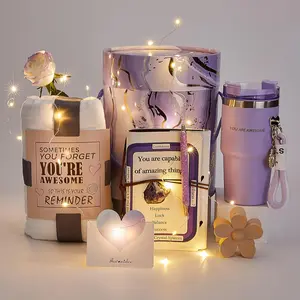Emberwave Relaxing Spa Gift Basket for Female - Plush Blanket, Insulated Tumbler, Socks, Candle, Bath Bombs, Soap, Handwritten Card | Mothers Day, Mom Gifts summerwins,summerwins