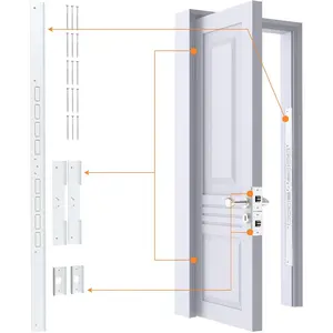 5- Door Reinforcement Set for Jamb,Frame & Hinges Door Lock ,Door Jamb Reinforcement Set,Anti Door Kick in Heavy Duty Striker Plate Kit,Tamper/ Proof Door Jamb Repair Kit (White)