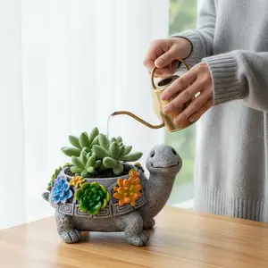 Resin Sea Turtle Succulent Planter – Cute Turtle-Shaped Potted Plant Statue for Indoor & Outdoor Home, Office, Garden Decor, Desk Accessory, Gift for Plant Lovers, Unique Aquarium or Tabletop Decoration