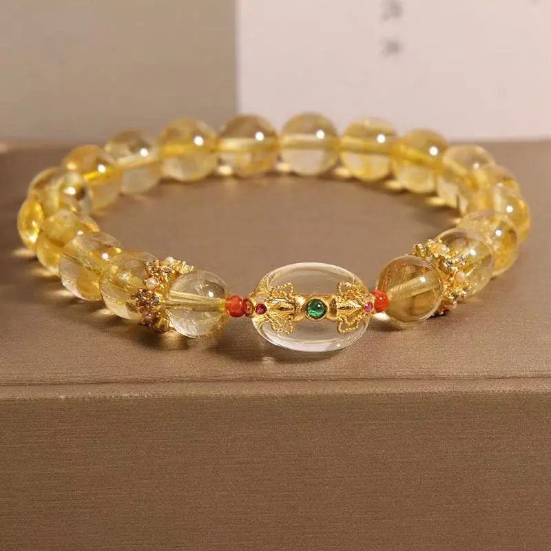 Vintage Style Yellow Crystal Gemstone Bracelet