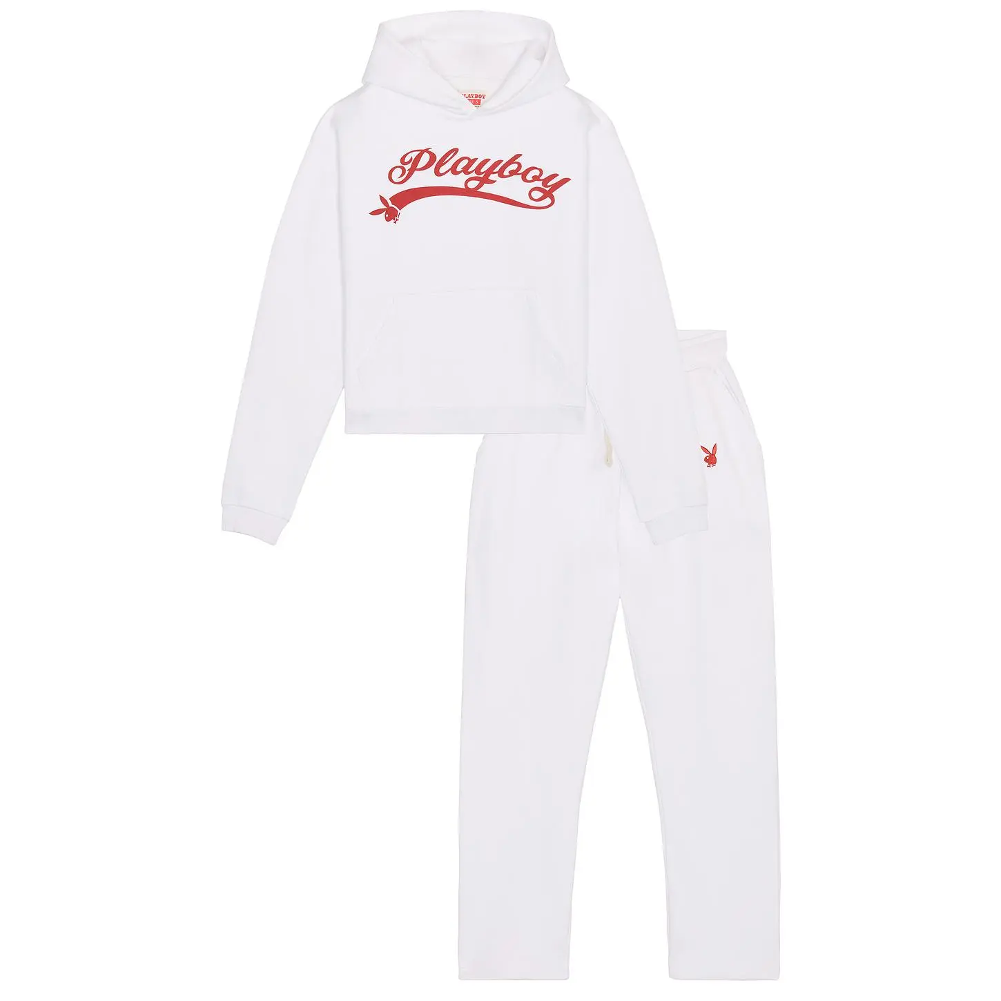 Playboy Logo Hoodie and Sweatpant Set in White Unisex