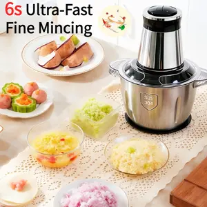 3L Stainless Steel 350W Electric Meat Grinder & FoodProcessor with 3 Speeds, 101.44oz Capacity, Double BladeDesign for Chopping, Mincing, and Slicing, Compact & Easyto Clean
