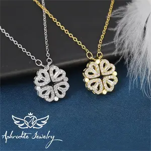 【Light luxury】 Lucky Heart Necklace Lucky four leaf clover necklace female Auspicious Anniversary Birthday Daily