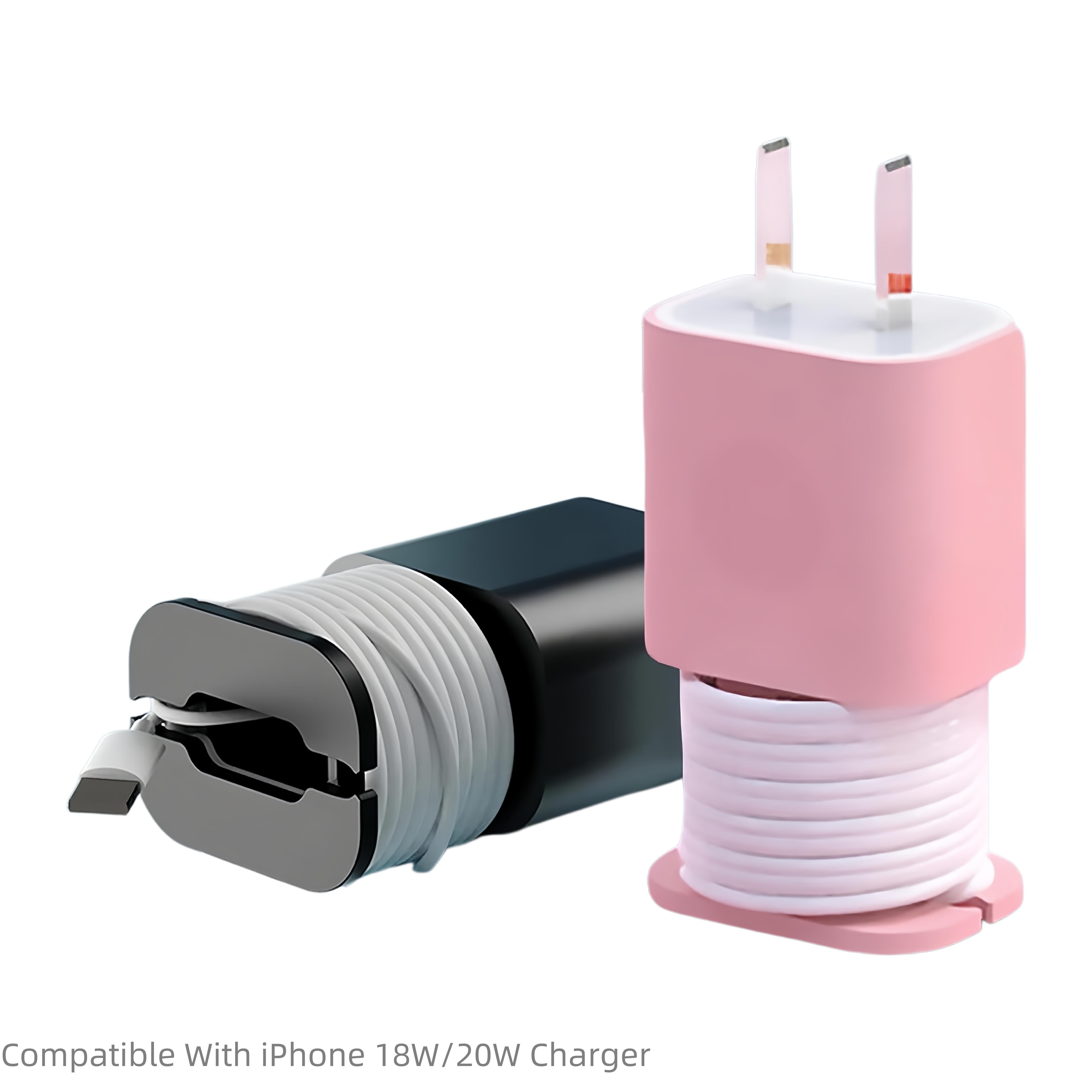 2 in 1 Silicone Charger Protector with Cord Wrap, iPhone Silicone Power Adapter Case, Snapback Charger Winder, Compatible with 18W/20W(Charger Not Included)