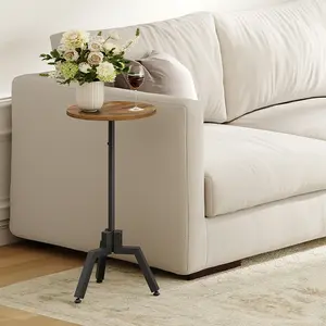 YATINEY Side Table, Drink Table, Coffee Martini Table with 3-Legged Pedestal Accent, Sofa Table for Small Spaces in Living Room, Bedroom, Dormitory, Rustic Brown and Black