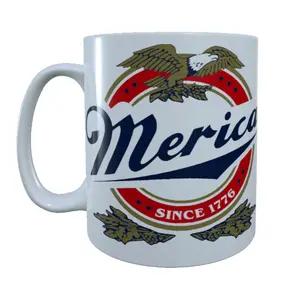 Merica Since 1776 American 15 oz Mug - Ceramic Drinkware, Reusable, Washable, Coffee Cup