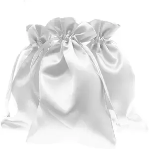 5" x 8" White Satin Drawstring Gift Bags 50 Per Pack for Jewelry Wedding Favor Baby Shower Christmas