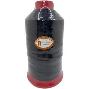 UV Resistant Bonded Polyester Sewing Thread for Upholstery, Outdoor, Marine 8 oz (Tex 90, Black)