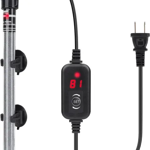 hygger Submersible Aquarium Heater - 110-120V US Plug, 100W/150W/200W/300W, Adjustable Temperature Controller, LED Display, Betta-Compatible, 100W for 10-20 Gal, Up to 20/26/40/48 Gal Tanks, Up To 20/26/40/48 Gallons