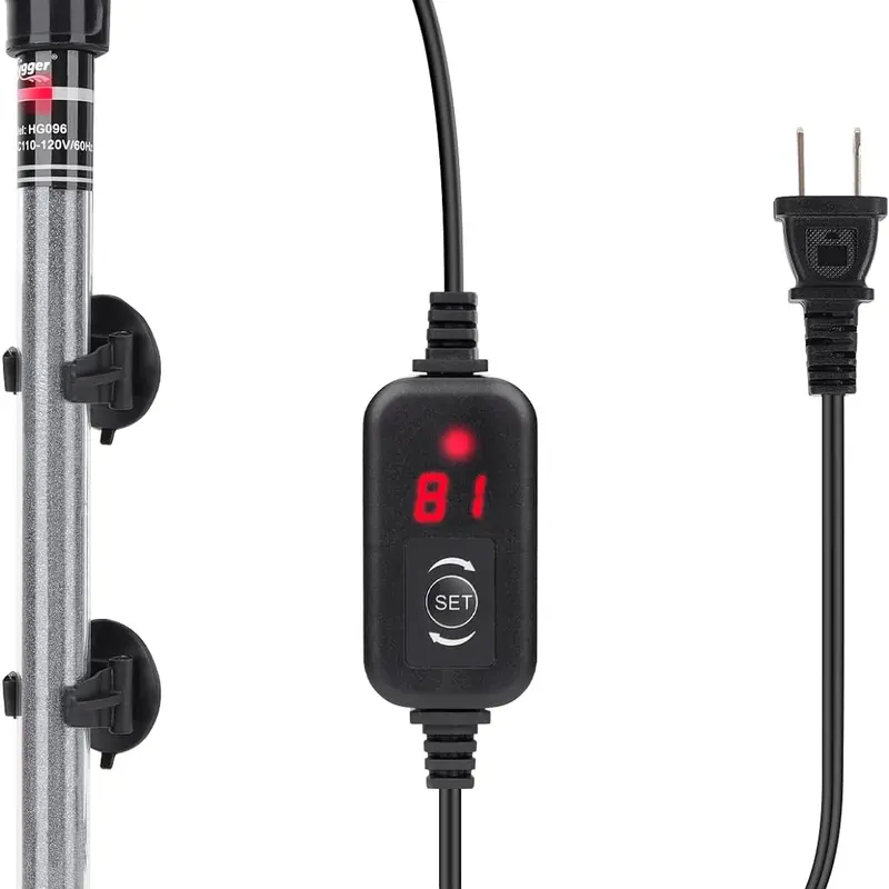 hygger Submersible Aquarium Heater - 110-120V US Plug, 100W/150W/200W/300W, Adjustable Temperature Controller, LED Display, Betta-Compatible, 100W for 10-20 Gal, Up to 20/26/40/48 Gal Tanks, Up To 20/26/40/48 Gallons