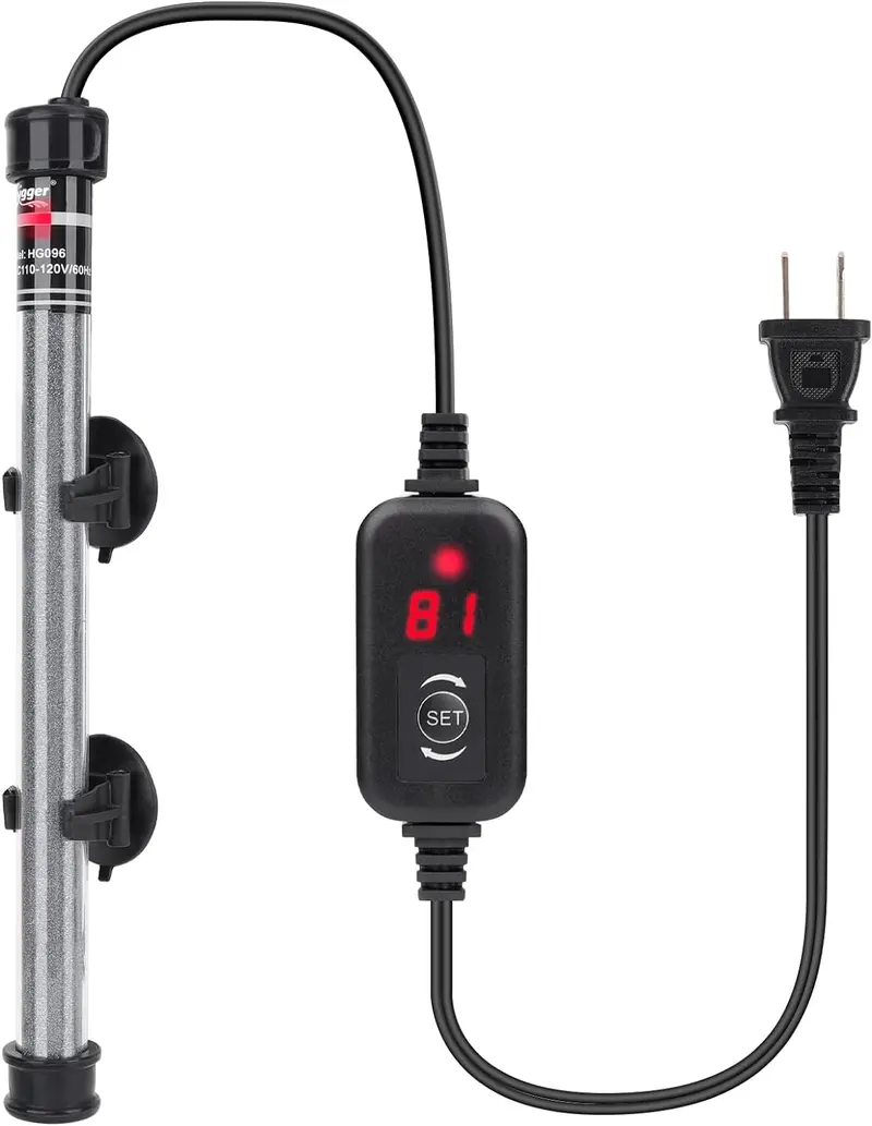 hygger Submersible fishtank heater 100W 150W 200W 300W Adjustable Fish Tahk Heater with Temperature Controller, LED Display, Small Aquarium Betta Heater for up to 20/26/40/48 Gallons