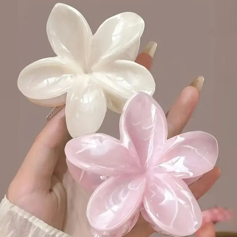 Women's Boho Style Acrylic Flower Hair Claw Clips Set, Boho Hair Accessories, Tie-Dye Design for Summer Beach Vacation, Half-Up Hairstyle Decorations