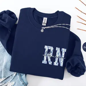 [CUSTOM] Registered Nurse Sweatshirt With Name, Personalized RN Blue Toile sweatshirt, Nurse Outfit, Nurse Appreciation Gift, Nurse Department