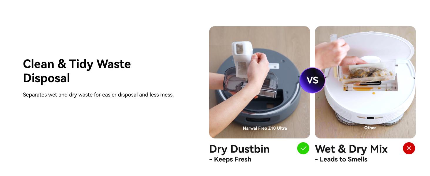 NARWAL Freo Z10 Ultra Robot Vacuum and Mop Combo, Dual RGB Cameras and Chips, AI Avoidance, 8N Corner to Edge Deep Cleaning, Dry-Wet Separation, 18000Pa, Hot Water Wash & Self-Emptying, Gray